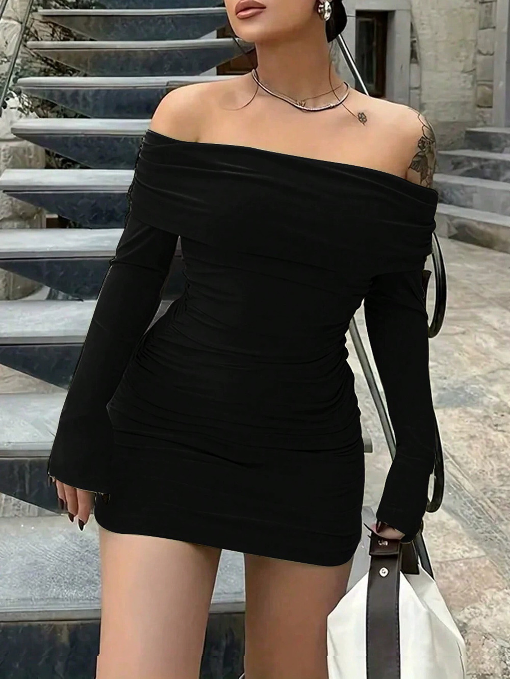 ZARA Off Shoulder Bodycon Mini Dress High Waist Sexy Spring Summer